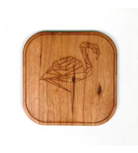 Dessous de verre bois Flamant rose