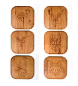 Lot de 6 dessous de verre en bois