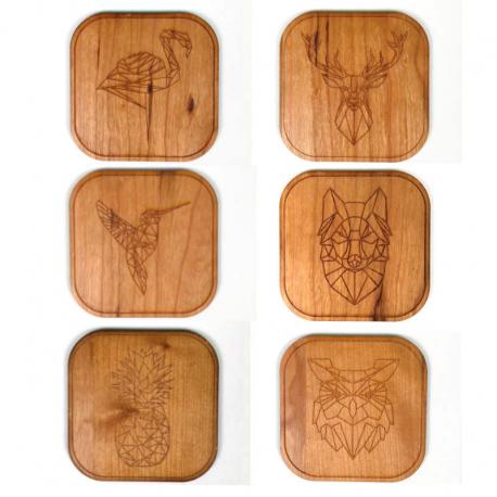 Lot de 6 dessous de verre en bois