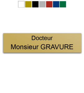 Plaque de porte avec une gravure individuelle – 180 x 65 mm, plaque en  plastique de couleur argent-métal, carrée, texte de gravure de couleur noir