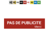 Plaque "Pas de pub"