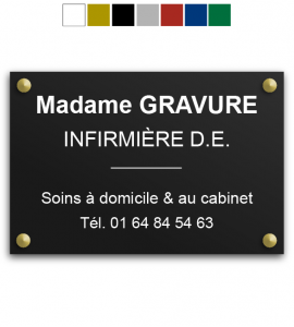 plaque professionnelle en plexiglas noire, lettres Or, cabinet medical